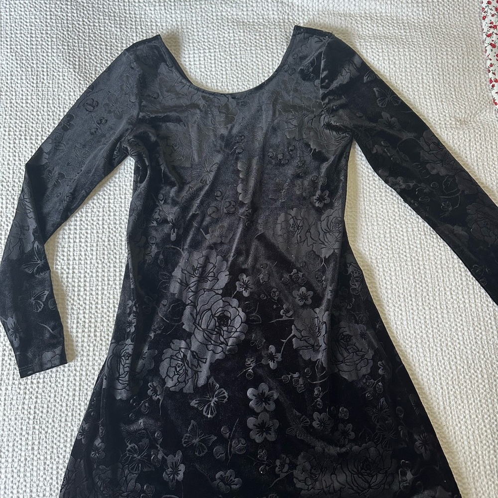 Black Floral Long Sleeve Dress